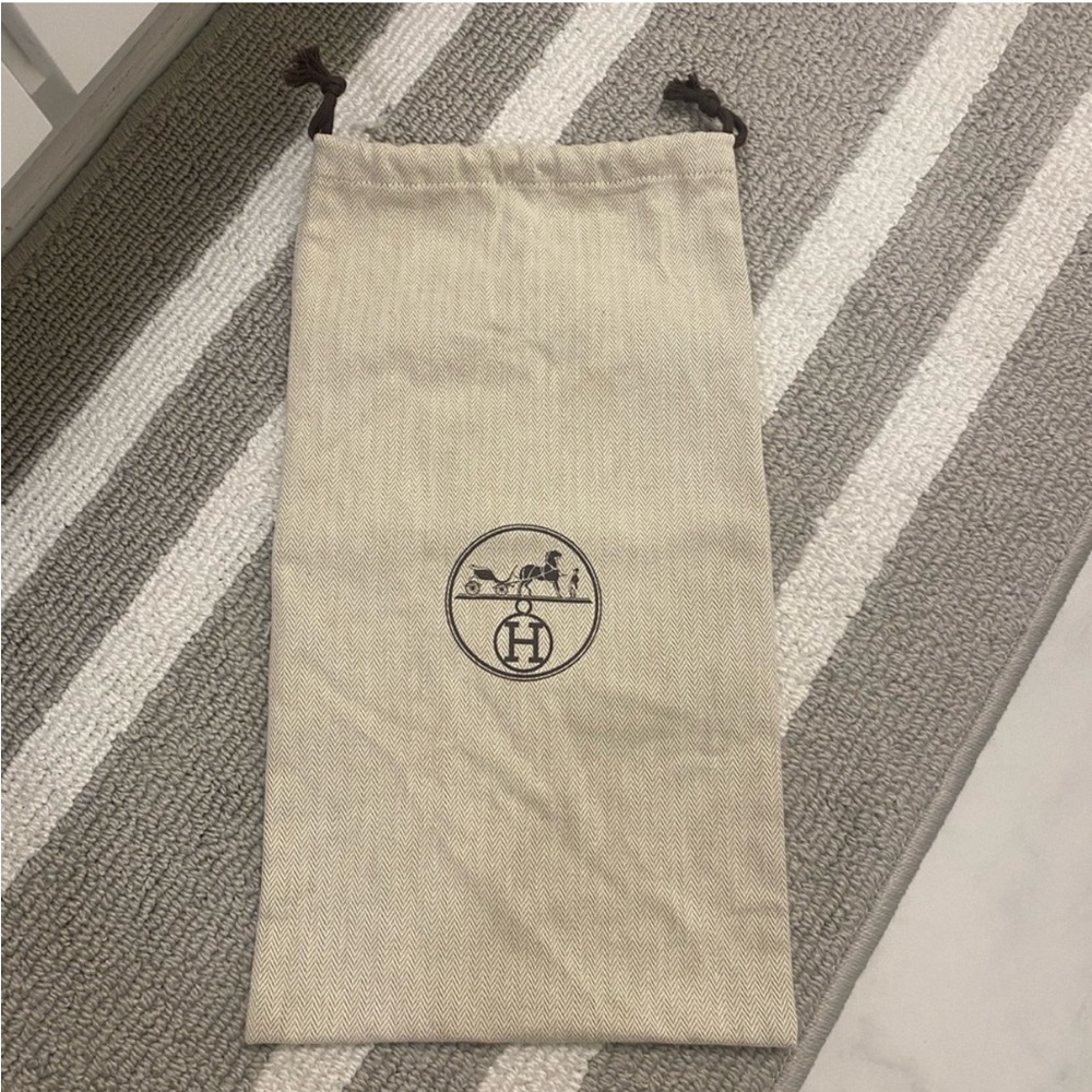Hermes Beige Canvas Drawstring Dust Bag with Logo